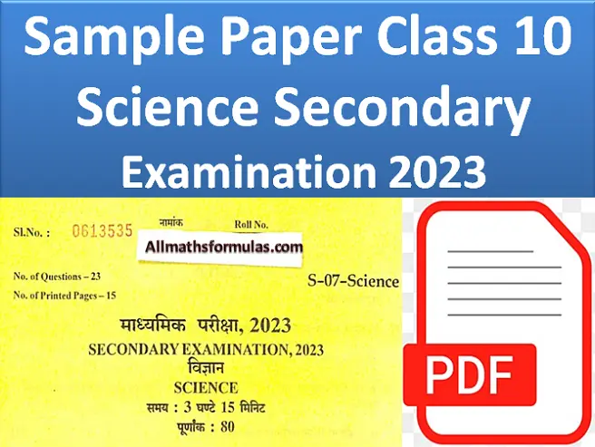 Sample Paper Class 10 Science Secondary Examination 2023